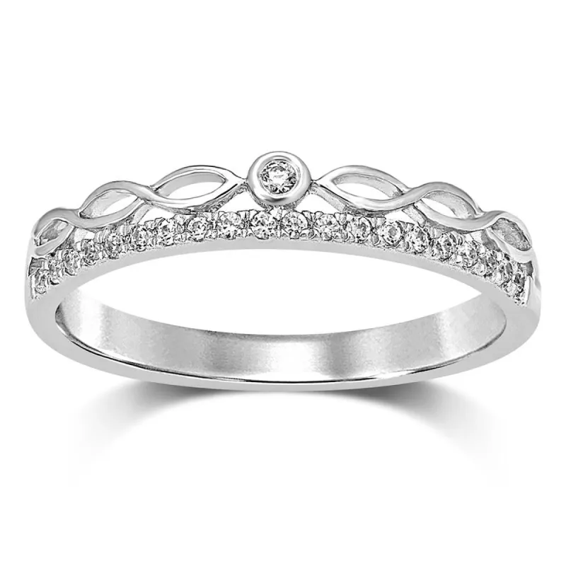 10k White Gold 1/10 Ct.Tw.Diamond Stackable Band sold by Master Of Bling