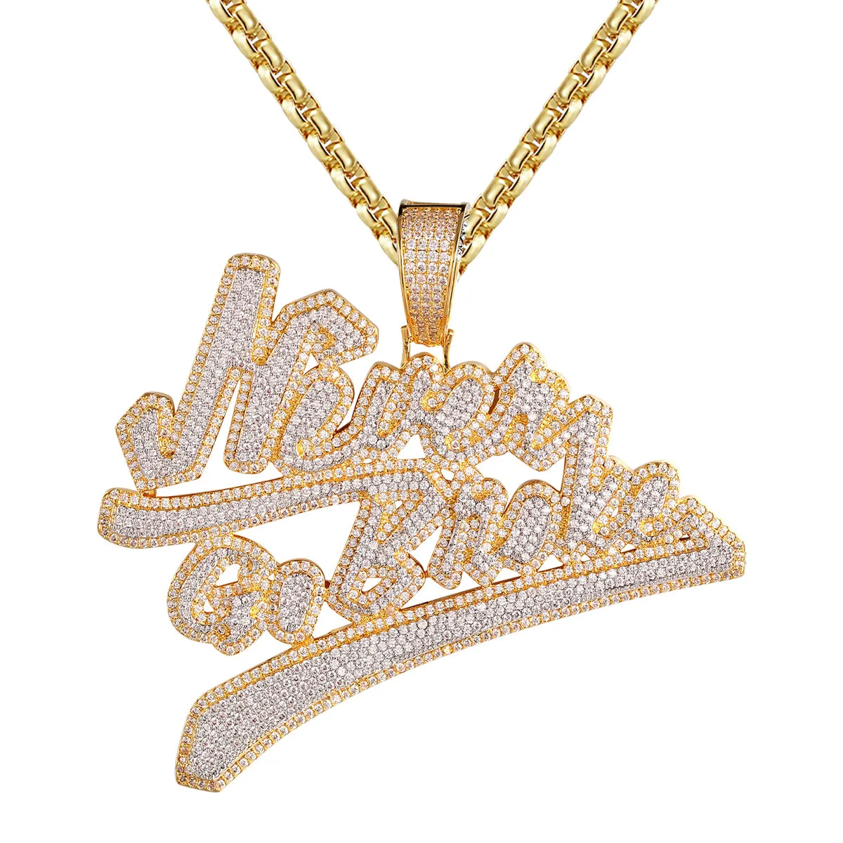 Silver Never Go Broke Double Layer Icy Rich Custom Pendant sold by Master Of Bling