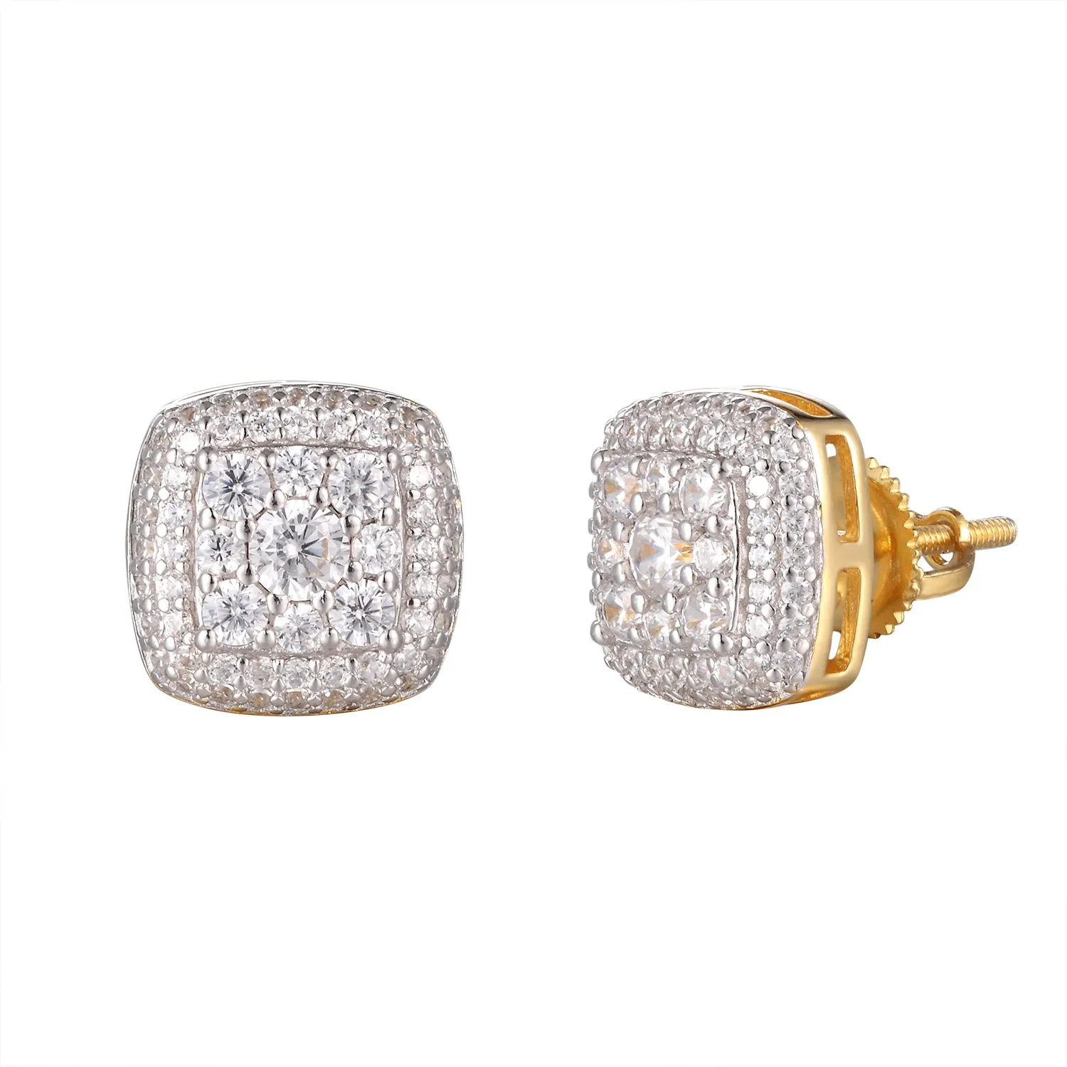 Square Shape 3D Designer Hip Hop Micro Pave Silver Studs sold by Master Of Bling