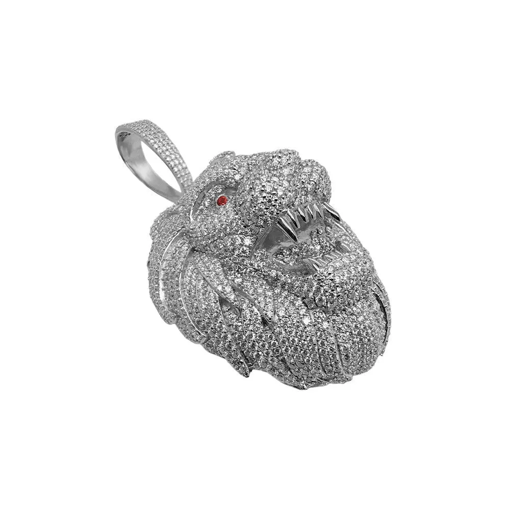 Moissanite Lion Face Pendant 925 Sterling Silver Beast Custom Charm Men sold by Master Of Bling product image thumbnail 3