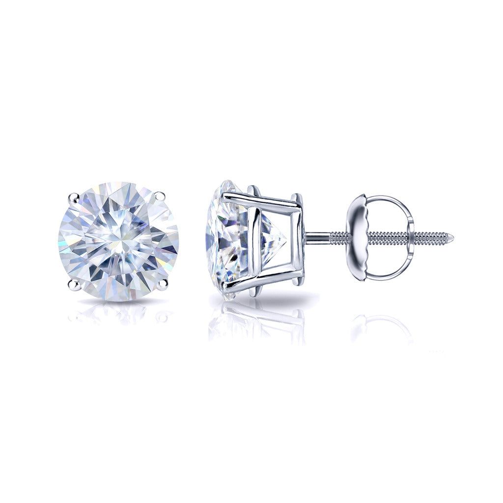 5mm Sterling Silver VVS Moissanite 1.0ct Diamond Stud Earrings White Gold sold by Master Of Bling product image thumbnail 2
