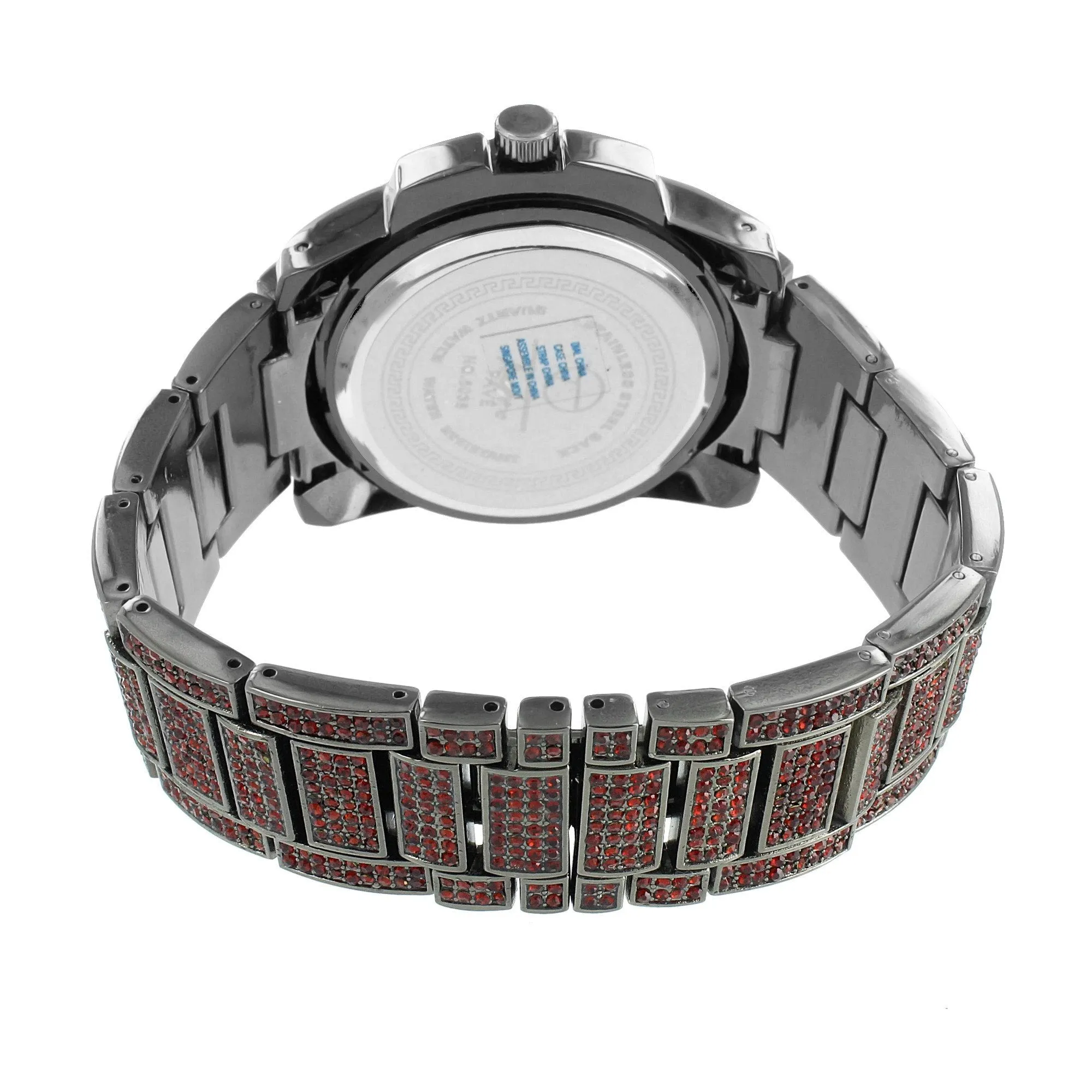 Mens Black Dial Watch Red Simulated Diamonds Jojino Jojo Roman Display sold by Master Of Bling product image thumbnail 3