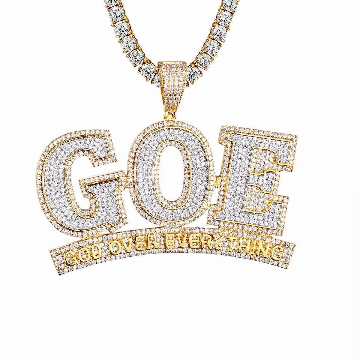 God Over Everything GOE Religious Bling Rapper Pendant sold by Master Of Bling product image thumbnail 4