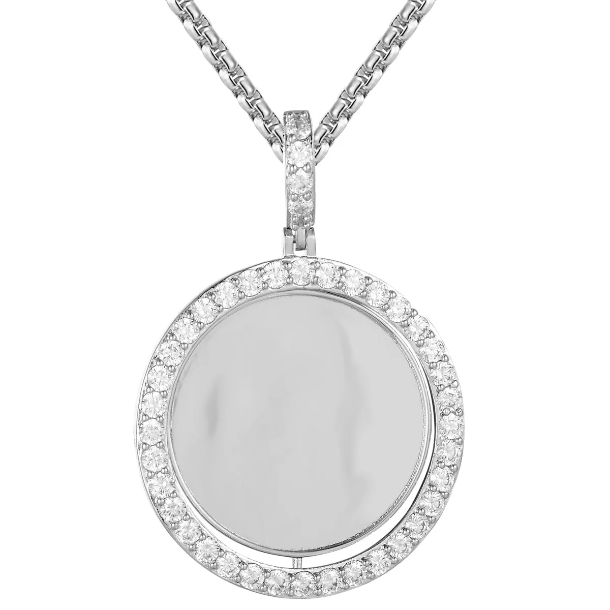 Silver Solitaire Double Sided Picture Photo Circle Gift Pendant sold by Master Of Bling