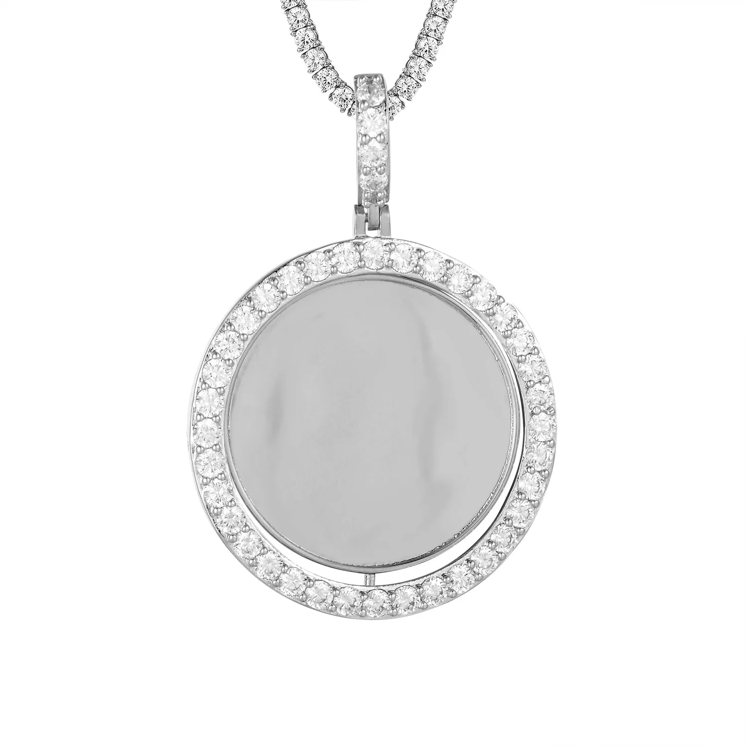 Silver Solitaire Double Sided Picture Photo Circle Gift Pendant sold by Master Of Bling product image thumbnail 2