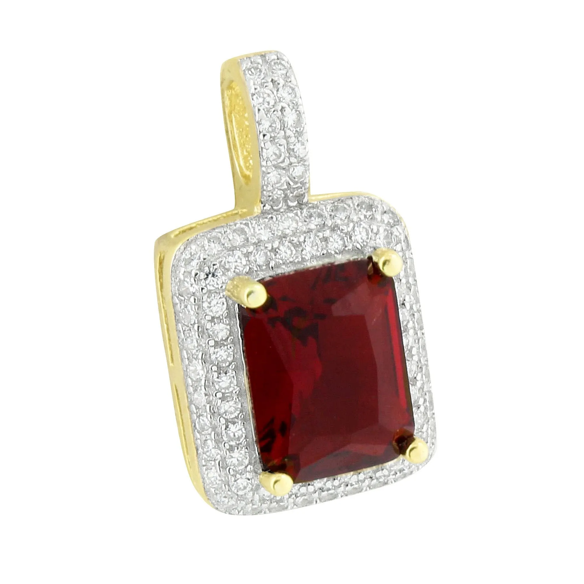 Sale Garnet Ruby Solitaire Bling Pendant 14K Gold Over Sterling Silver sold by Master Of Bling product image thumbnail 2