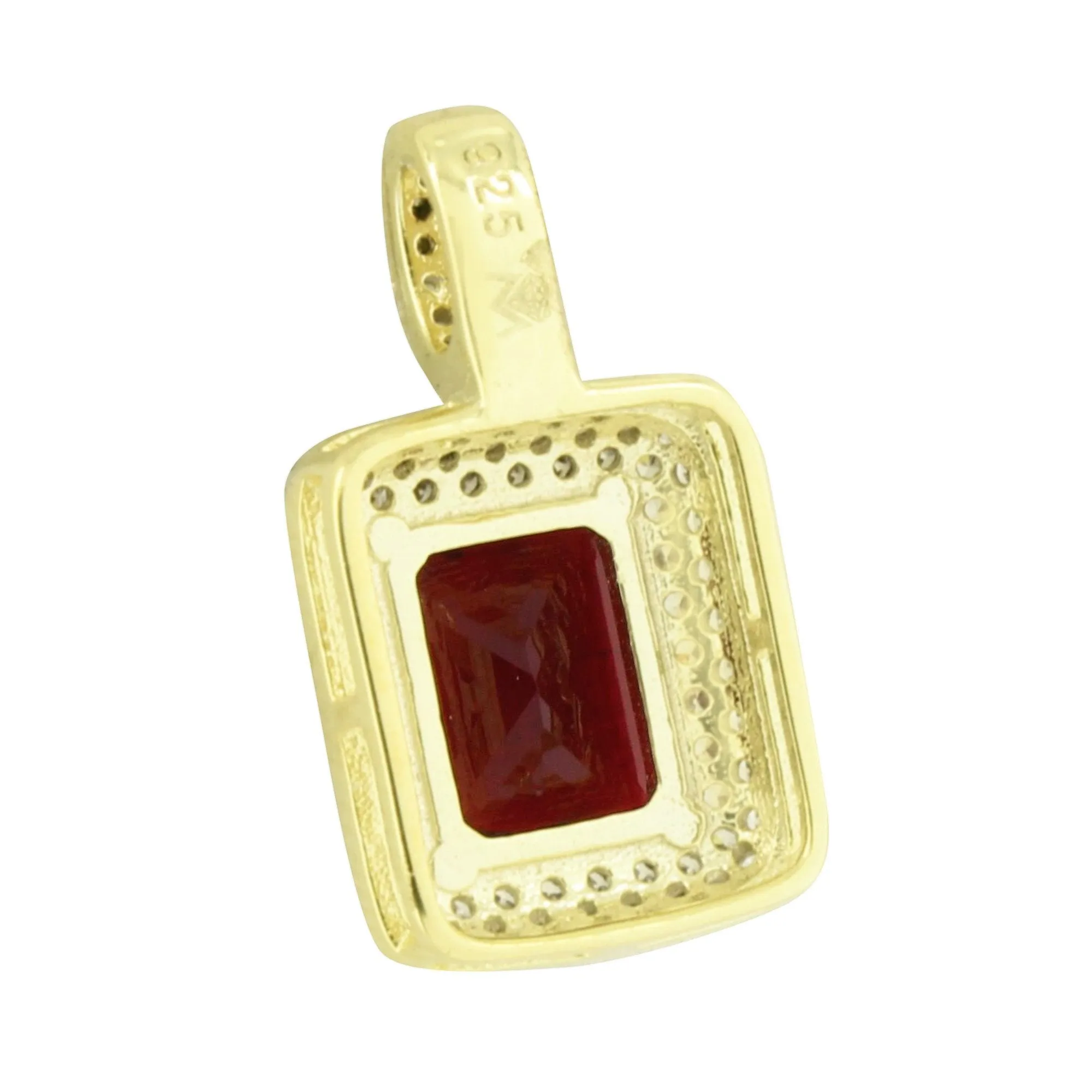 Sale Garnet Ruby Solitaire Bling Pendant 14K Gold Over Sterling Silver sold by Master Of Bling product image thumbnail 3