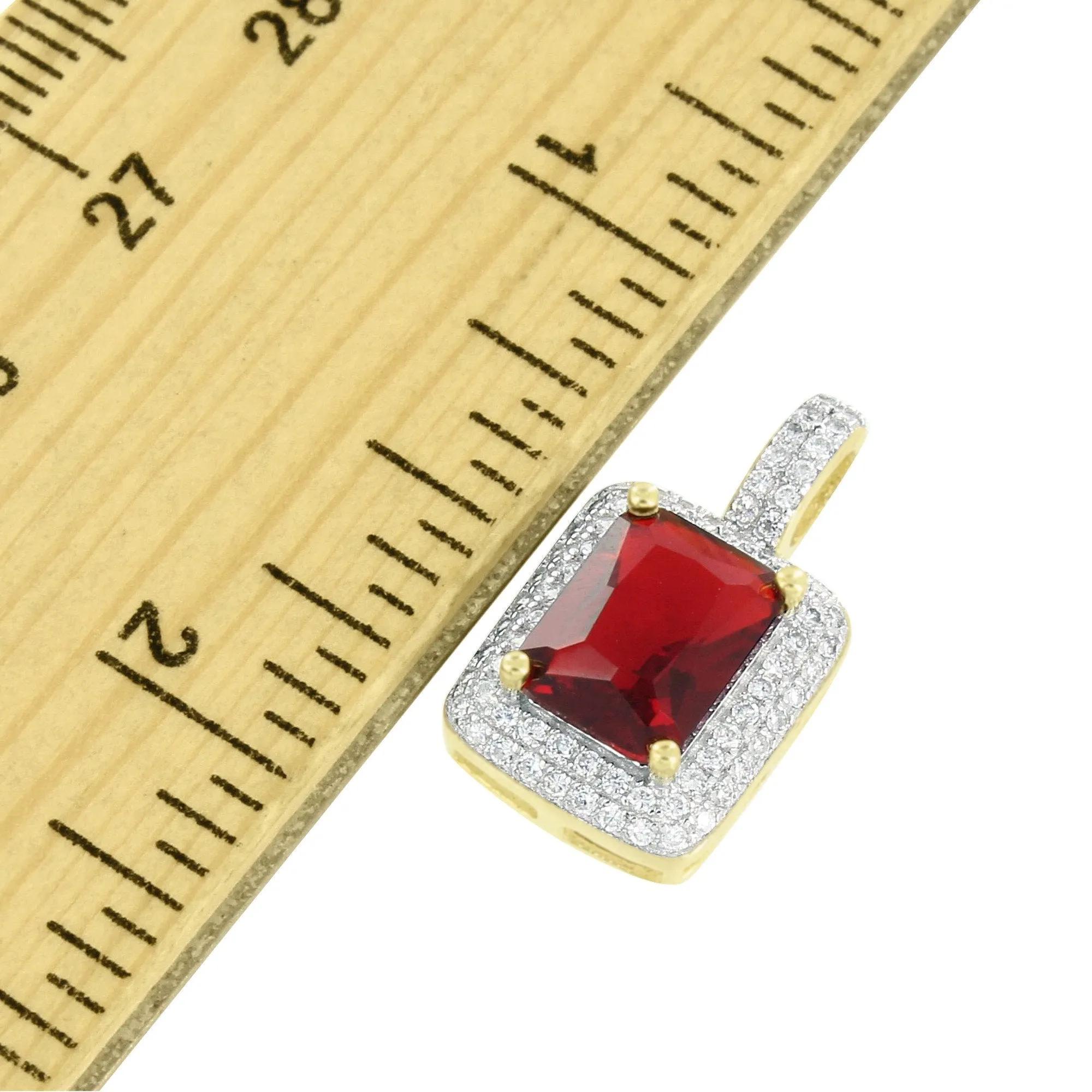 Sale Garnet Ruby Solitaire Bling Pendant 14K Gold Over Sterling Silver sold by Master Of Bling product image thumbnail 4