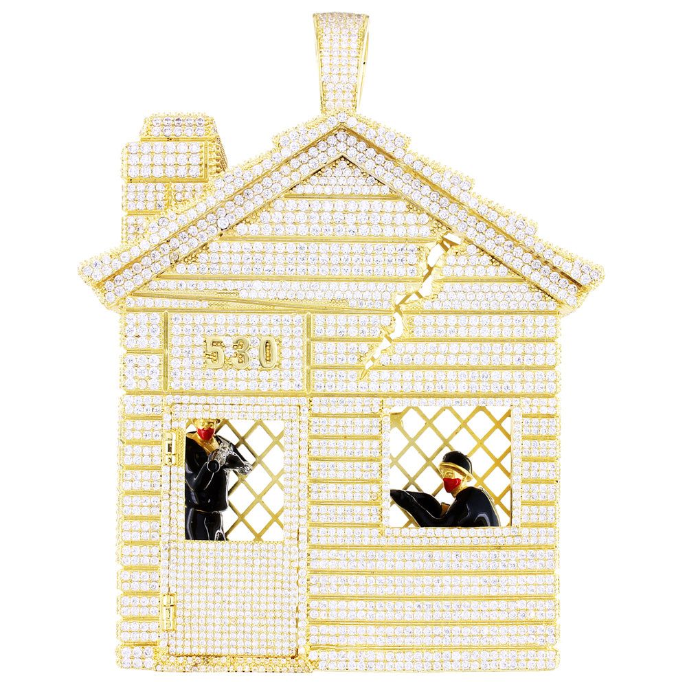 Custom Big Trap House Men's 14k Gold Finish Pendant sold by Master Of Bling