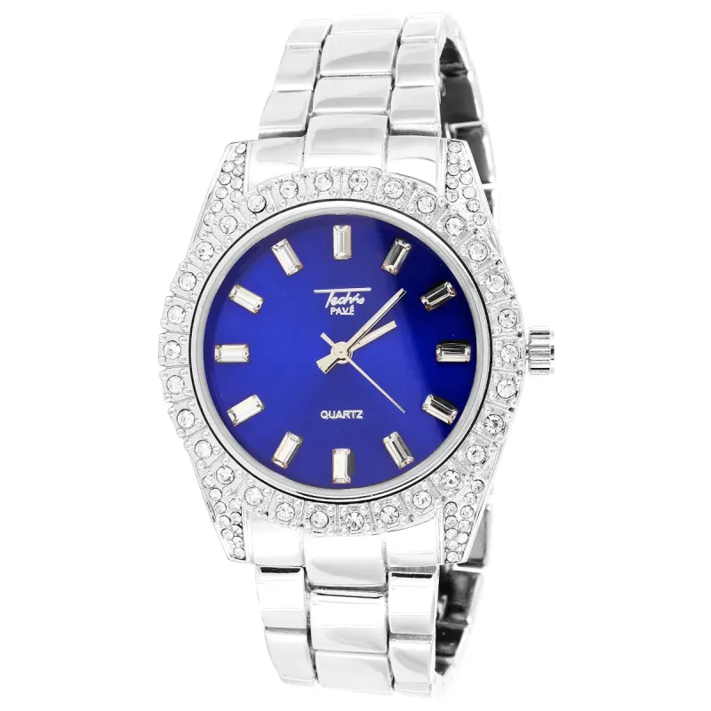 Prong Bezel Presidential Blue Dial White 41mm Watch sold by Master Of Bling