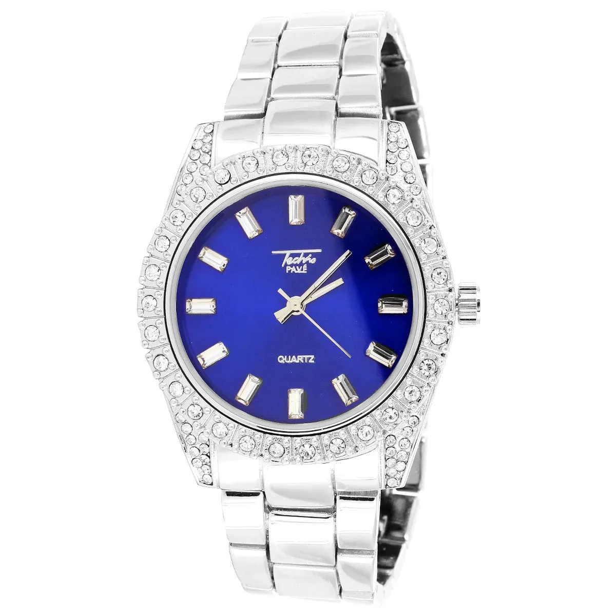 Prong Bezel Presidential Blue Dial White 41mm Watch sold by Master Of Bling