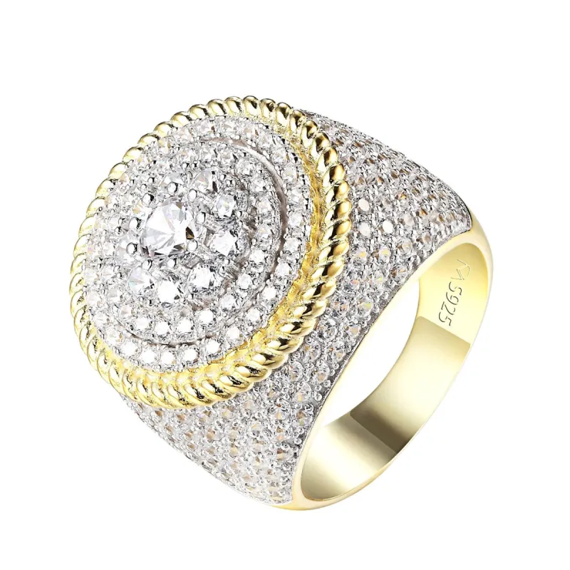 Solitaire Cluster Set Ring 14k Gold 925 Silver Custom Simulated Diamond sold by Master Of Bling