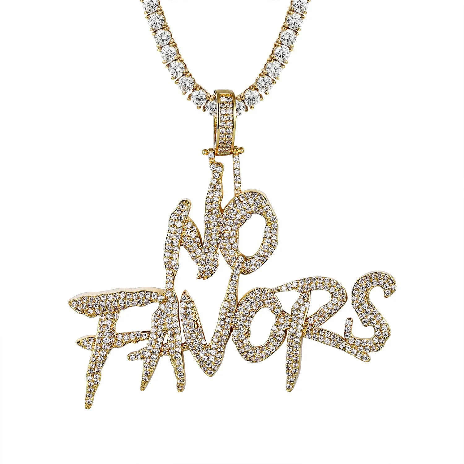 14k Gold Finish Solitaire No Favors Rapper Custom Pendant sold by Master Of Bling product image thumbnail 2