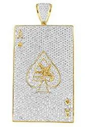 Ace Of Spades Pendant 14K Yellow Gold Finish Simulated Diamonds Icy Classy sold by Master Of Bling