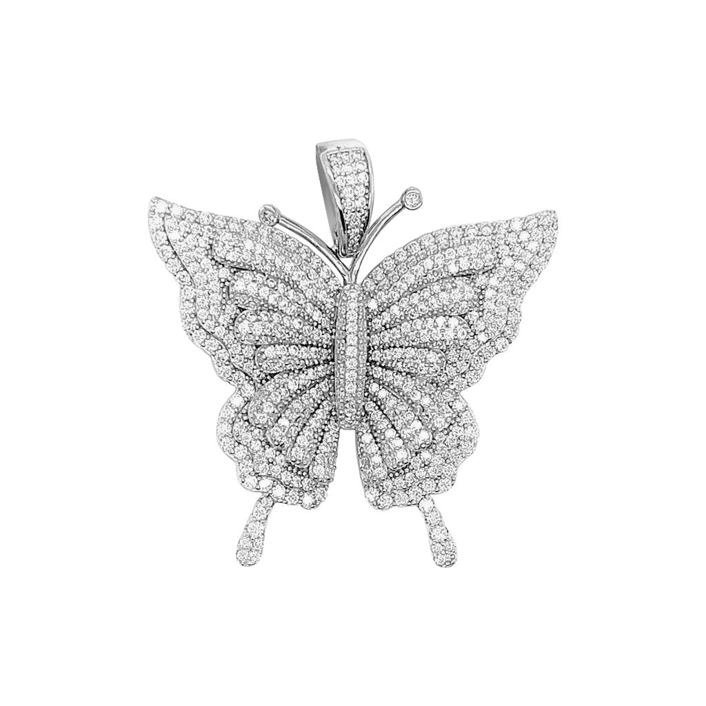 Moissanite 2.67 CTW Butterfly Cluster Sterling Silver Pendant sold by Master Of Bling