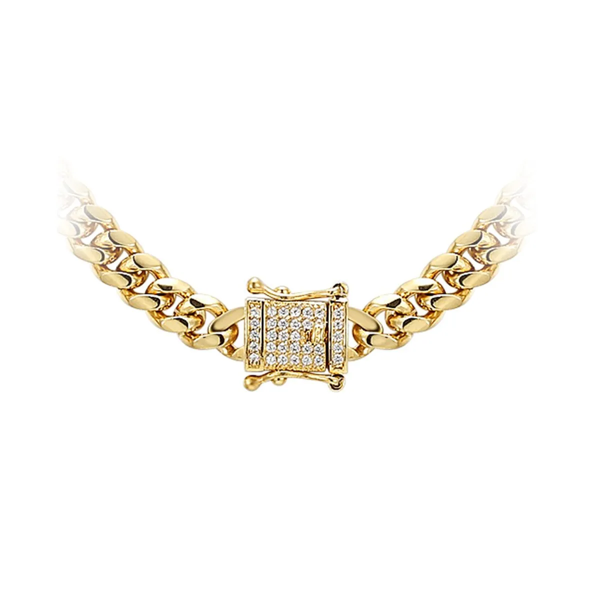 Stainless Steel 8mm Miami Cuban Chain 30" 14k Gold Finish Designer out Lock sold by Master Of Bling product image thumbnail 2