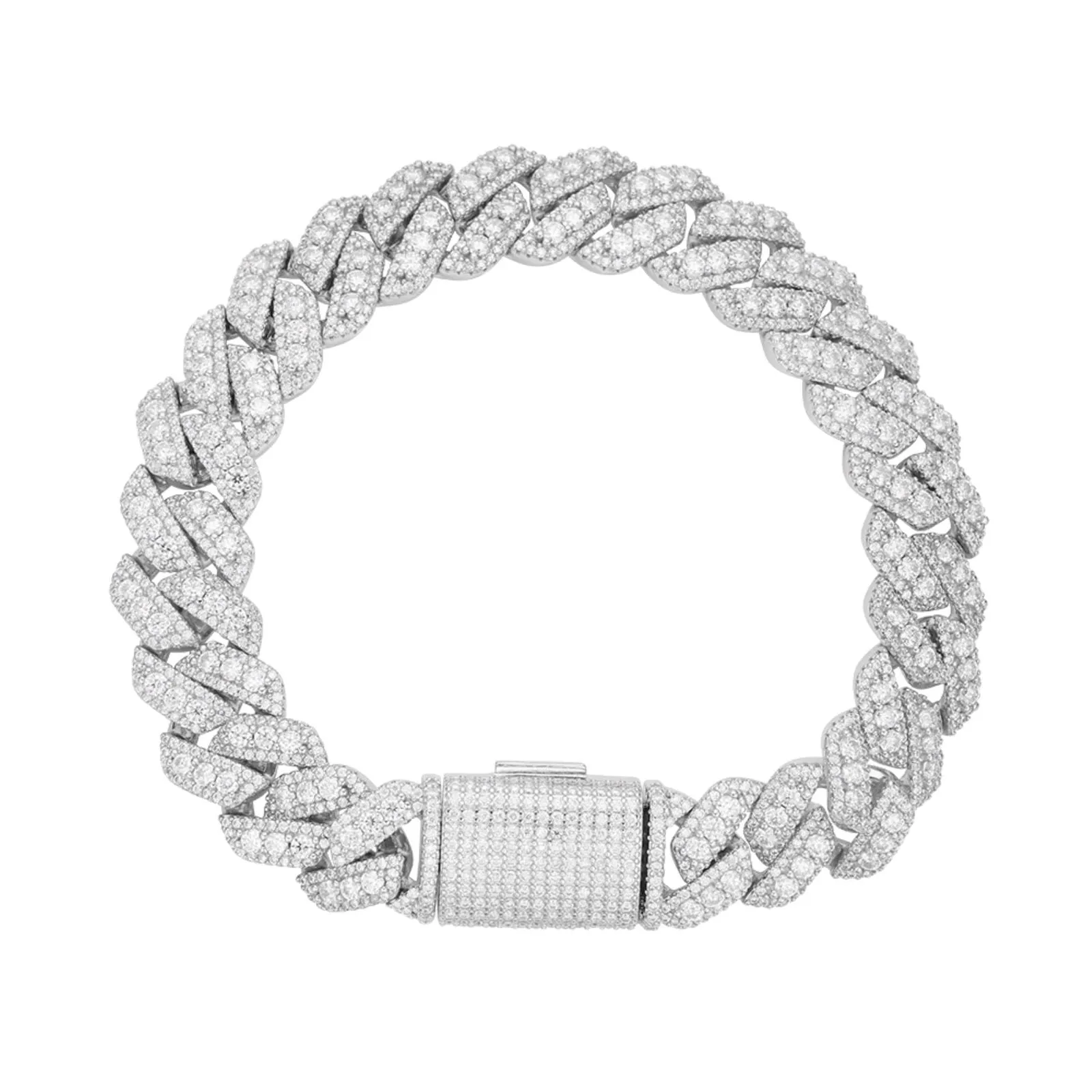 925 Silver Moissanite Cuban Bracelet 12mm sold by Master Of Bling product image thumbnail 2