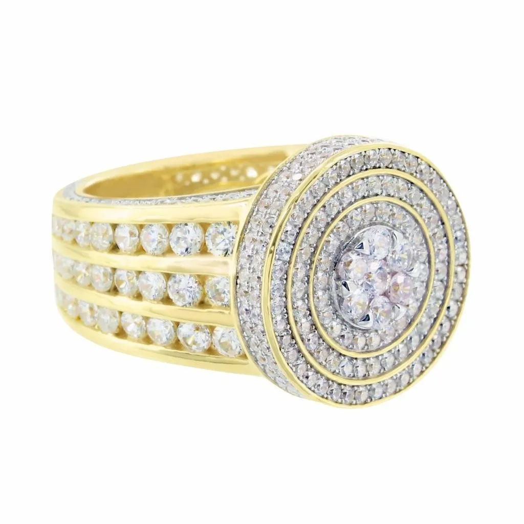 Simulated Diamond Mens Ring 925 Silver Round Cluster sold by Master Of Bling