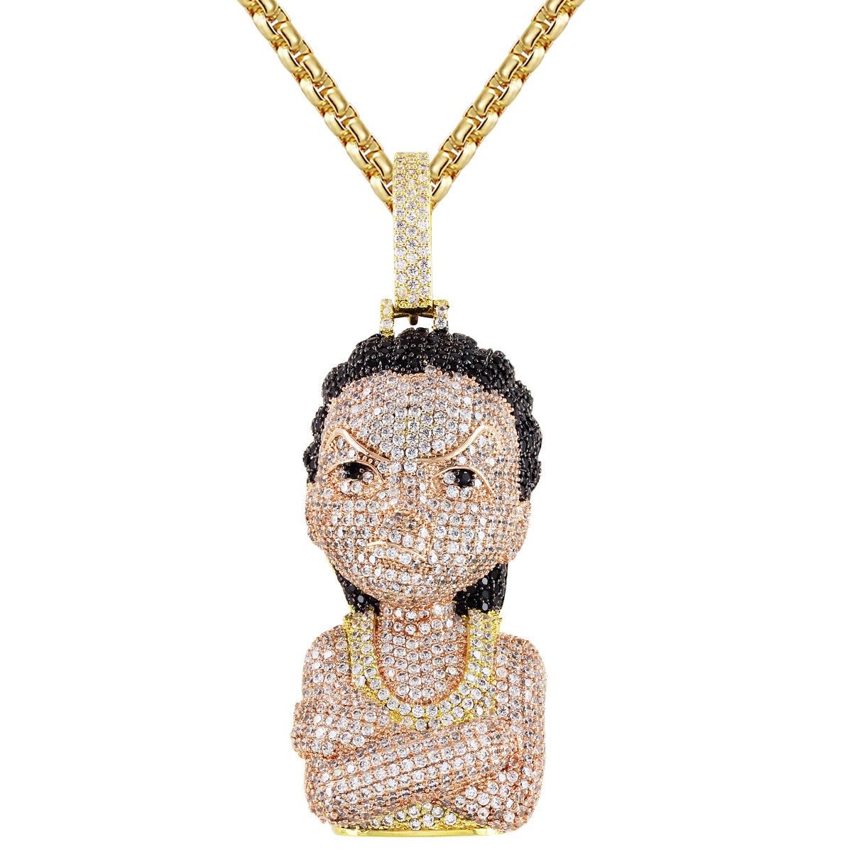 Mens Comic Gangster Character Hip Hop 14k Gold Finish Pendant sold by Master Of Bling product image thumbnail 3