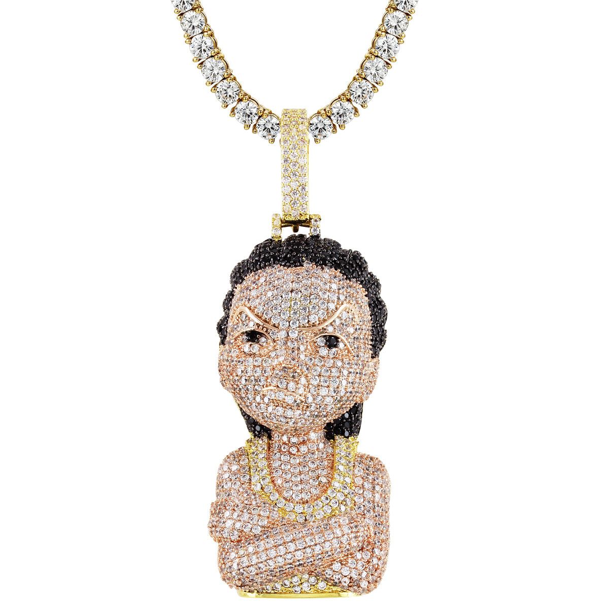 Mens Comic Gangster Character Hip Hop 14k Gold Finish Pendant sold by Master Of Bling product image thumbnail 4