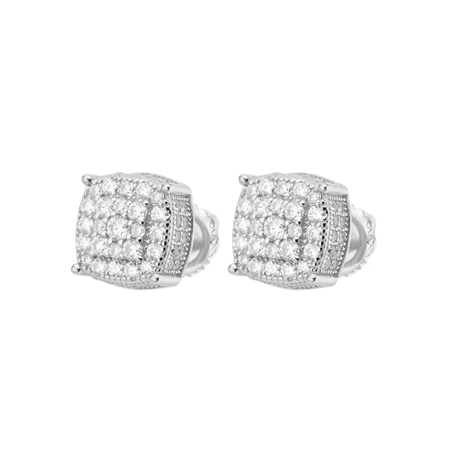 14k White Gold Finish Earrings Moissanite Sterling Silver Studs sold by Master Of Bling product image thumbnail 2