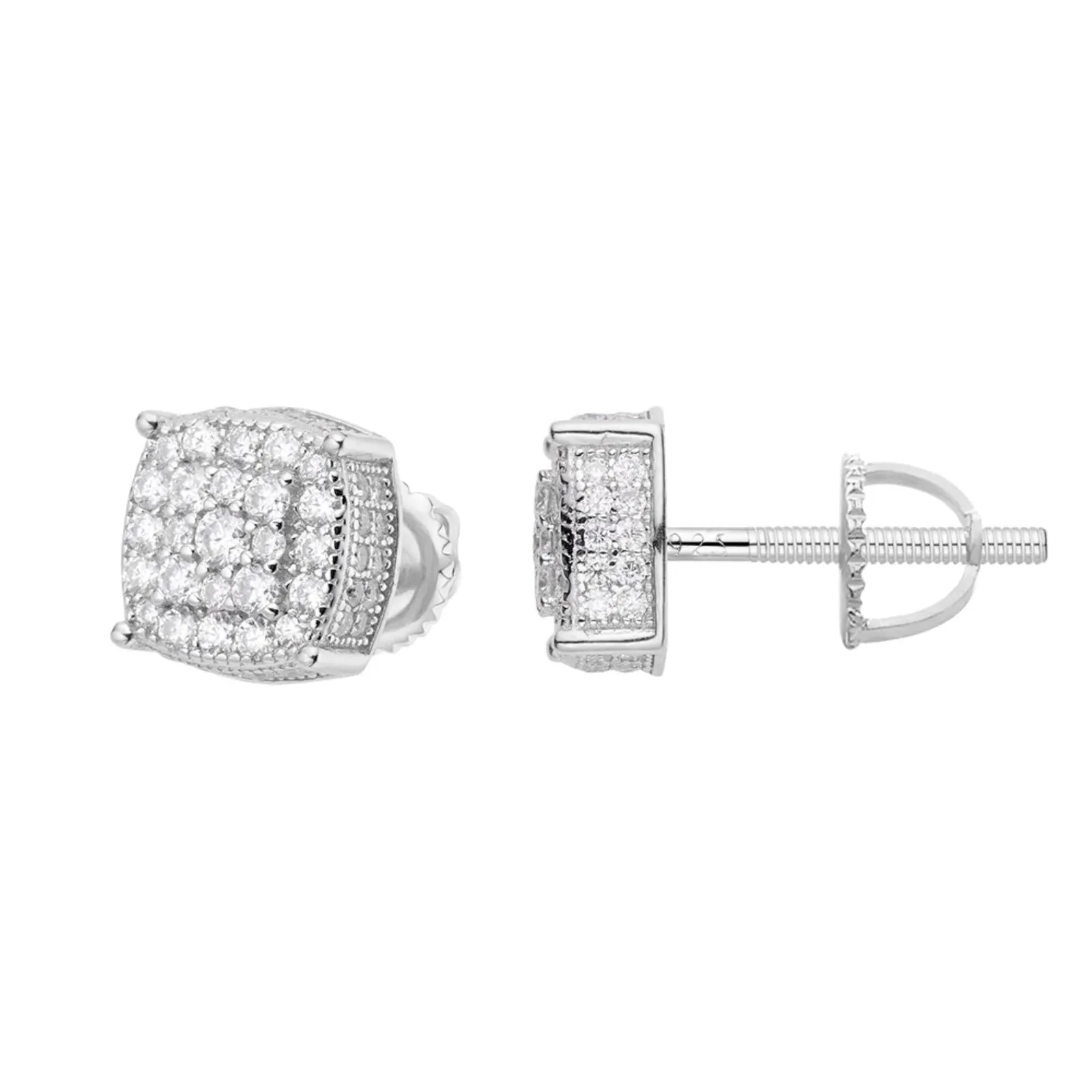 14k White Gold Finish Earrings Moissanite Sterling Silver Studs sold by Master Of Bling