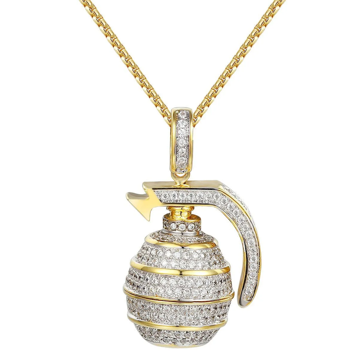 Men's out Hand Grenade Bomb Pendant Necklace sold by Master Of Bling