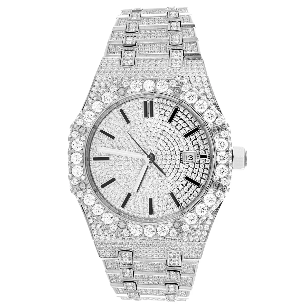 Solitaire Bezel Bling Stainless Steel Exclusive Designer Watch sold by Master Of Bling
