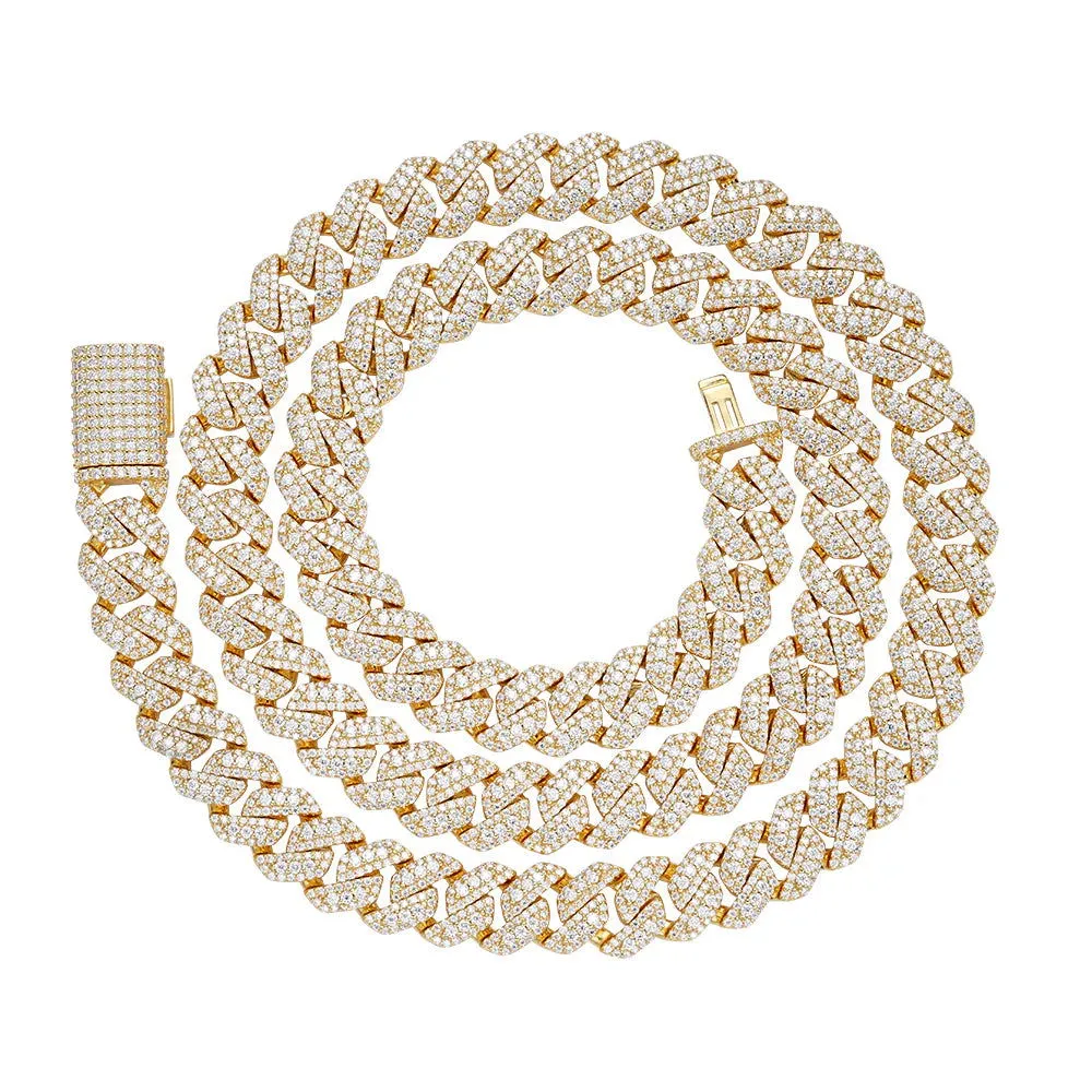 925 Silver Moissanite Cuban 10mm 22 Inch Gold Tone Necklace Icy sold by Master Of Bling product image thumbnail 2