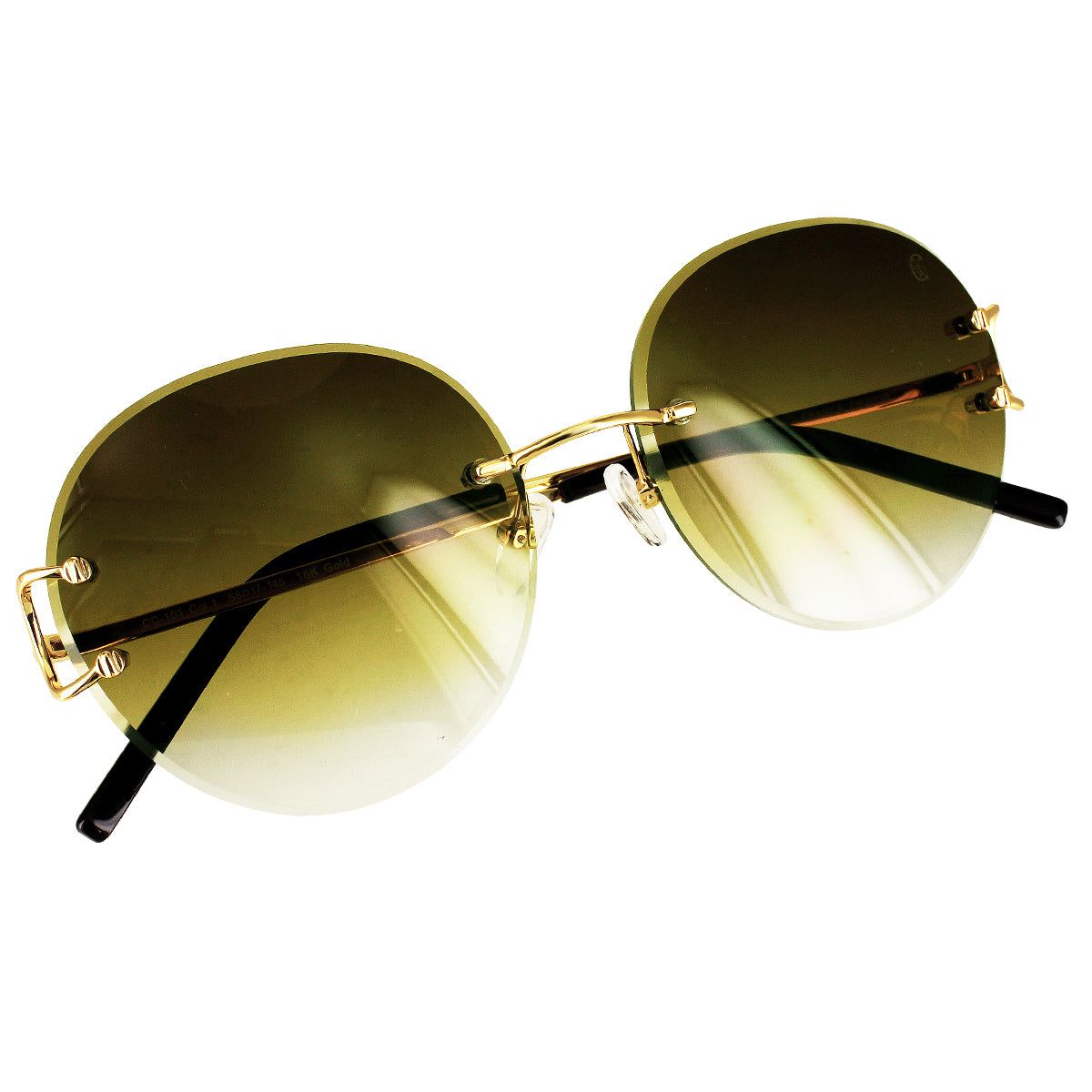 Gold Tone Round lens Metal Frame Sunglasses sold by Master Of Bling product image thumbnail 2