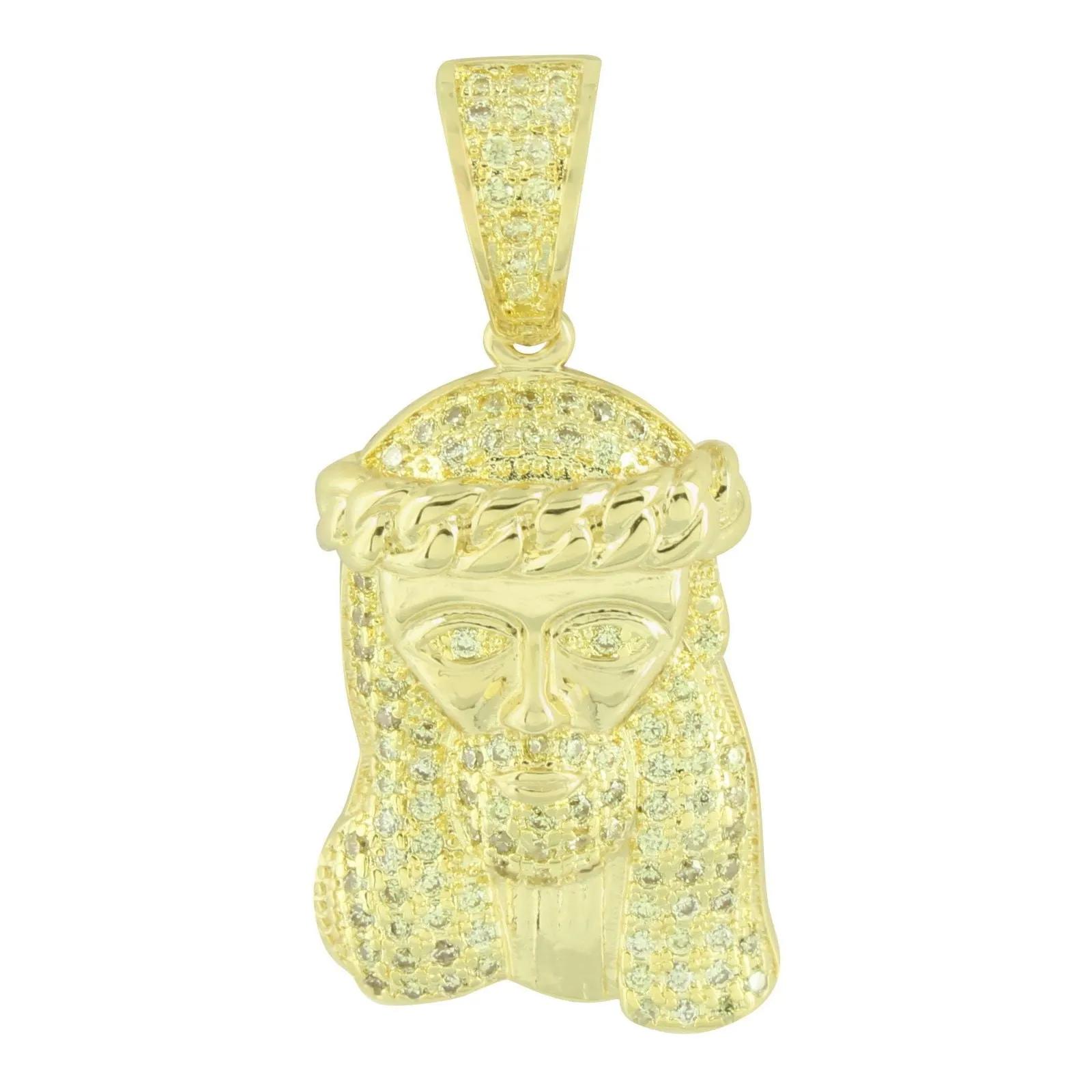 Miami Cuban Jesus Pendant Canary 14K Gold Finish sold by Master Of Bling product image thumbnail 2