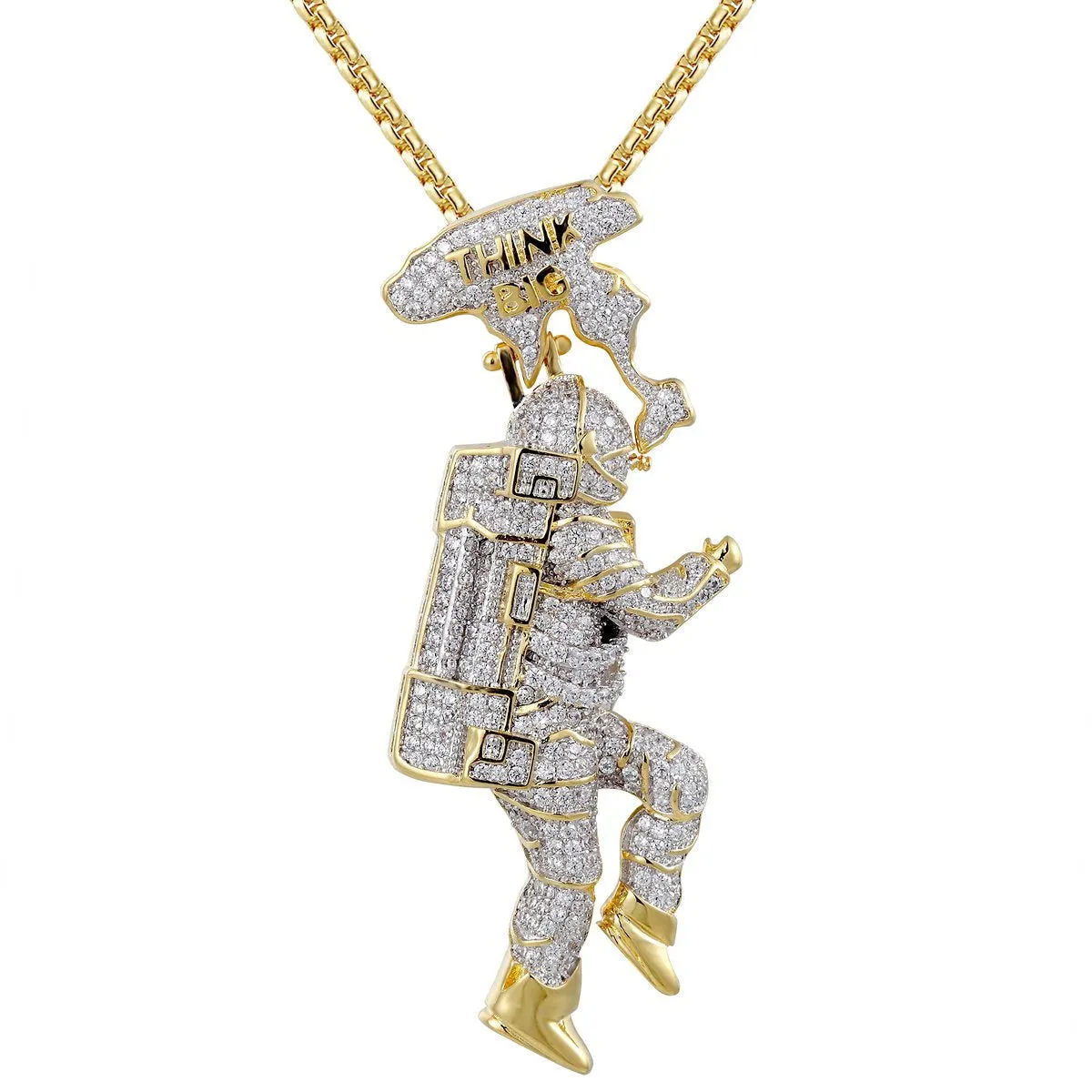 Men's Astronaut Space Man Think Big High Silver Pendant sold by Master Of Bling