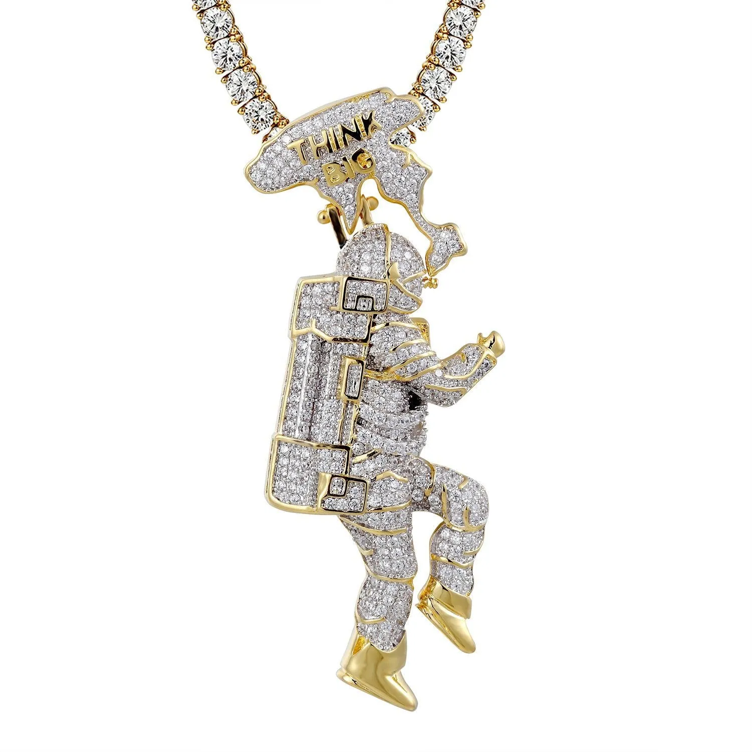 Men's Astronaut Space Man Think Big High Silver Pendant sold by Master Of Bling product image thumbnail 2