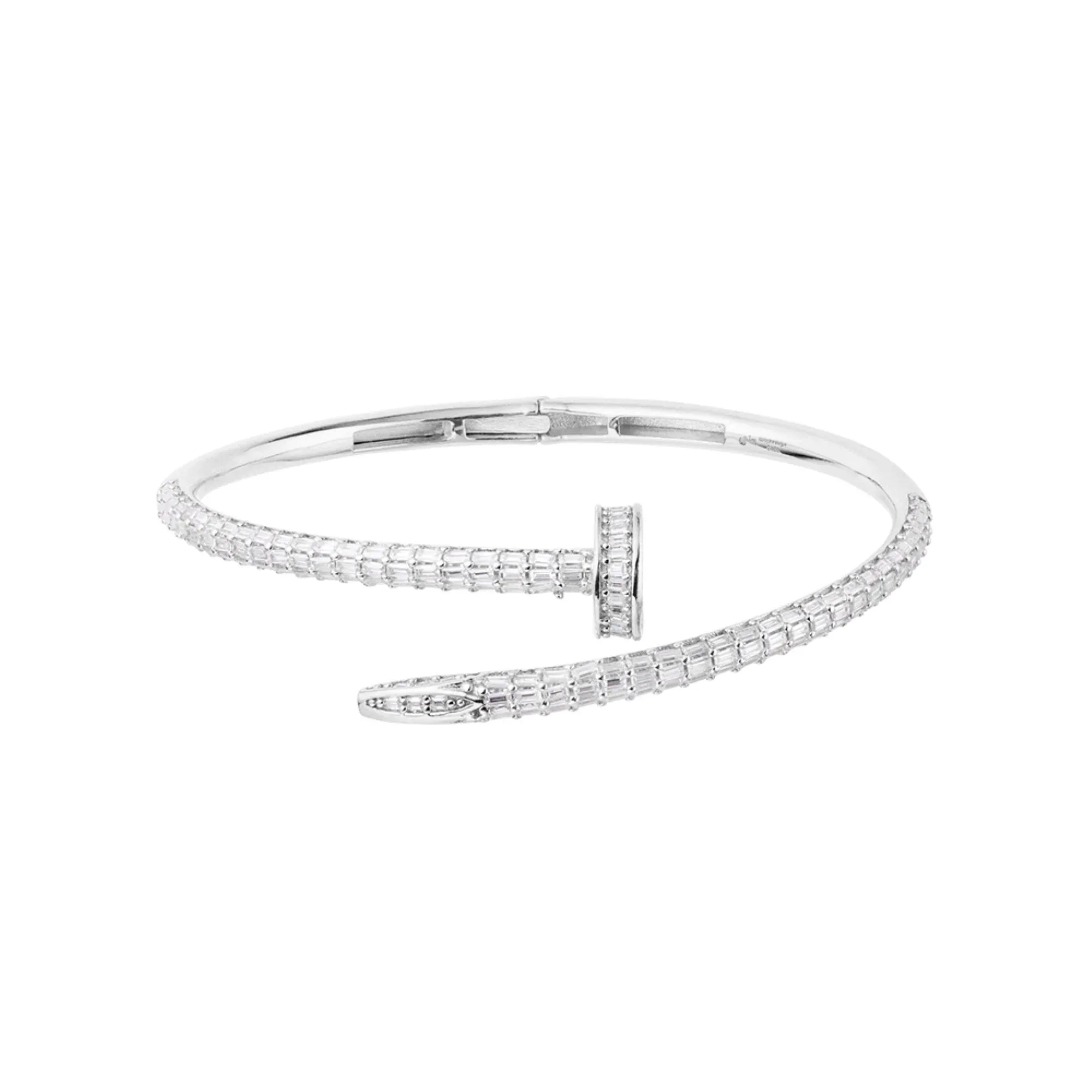 Womens Moissanite Bangle Nail Bracelet 925 Sterling Silver Gift New sold by Master Of Bling product image thumbnail 2
