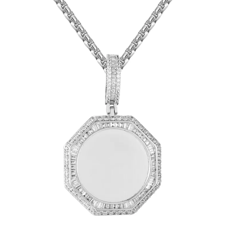 Mens Baguette Photo Frame Memory Custom Pendant Chain sold by Master Of Bling