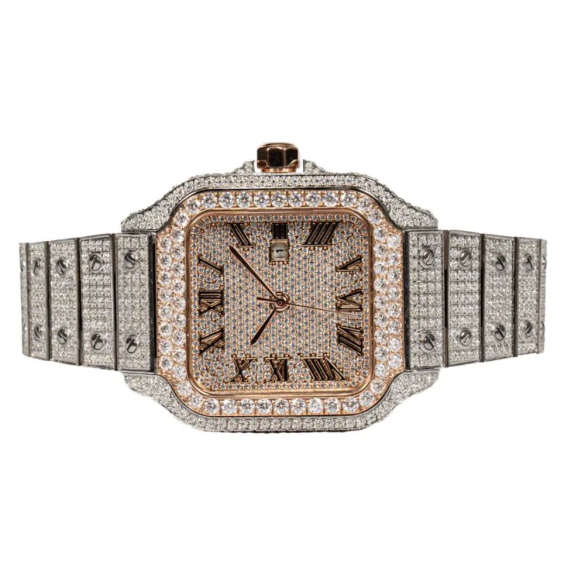 Womens Moissanite Diamond Watch 37mm 2 Tone Rose Gold Luxury sold by Master Of Bling