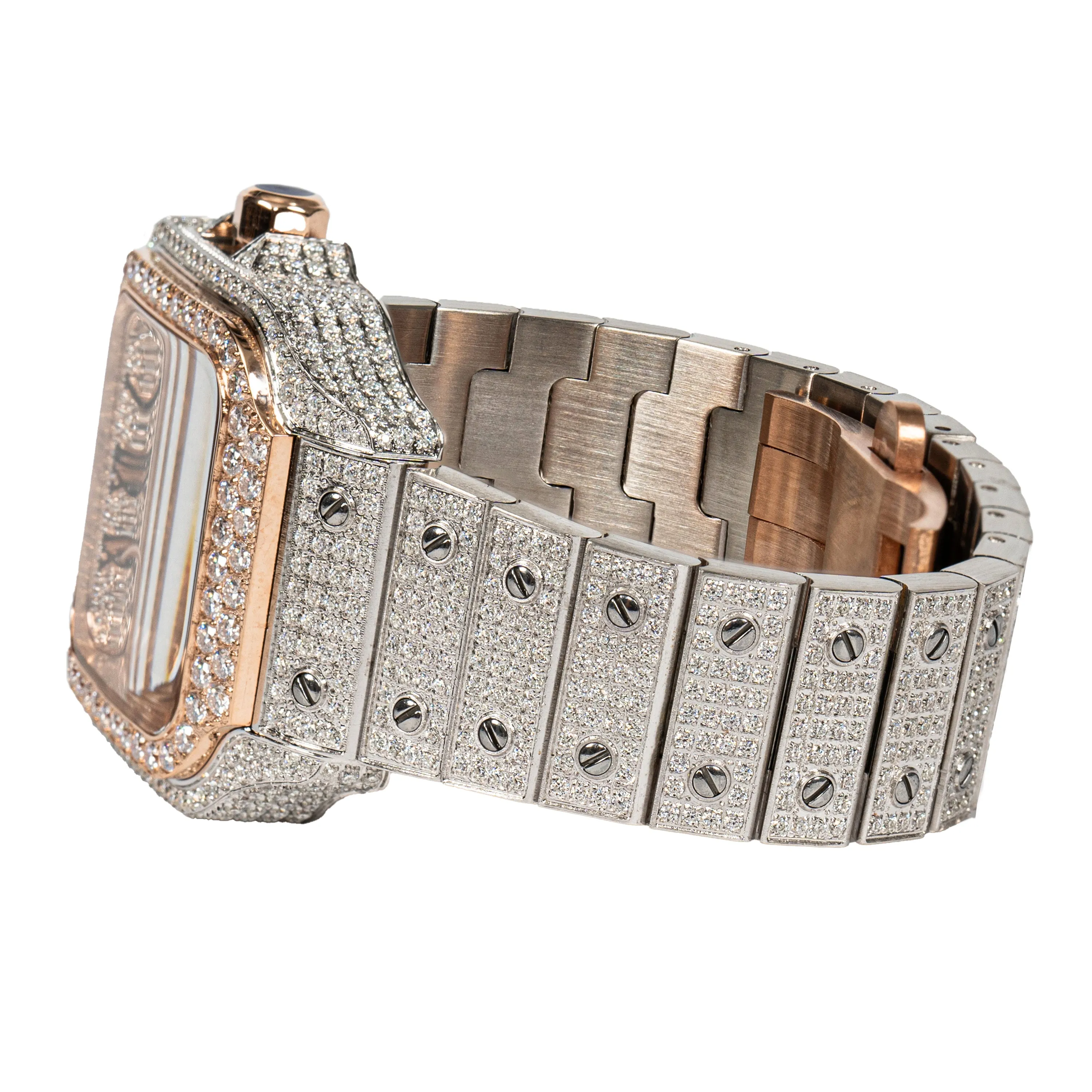 Womens Moissanite Diamond Watch 37mm 2 Tone Rose Gold Luxury sold by Master Of Bling product image thumbnail 2