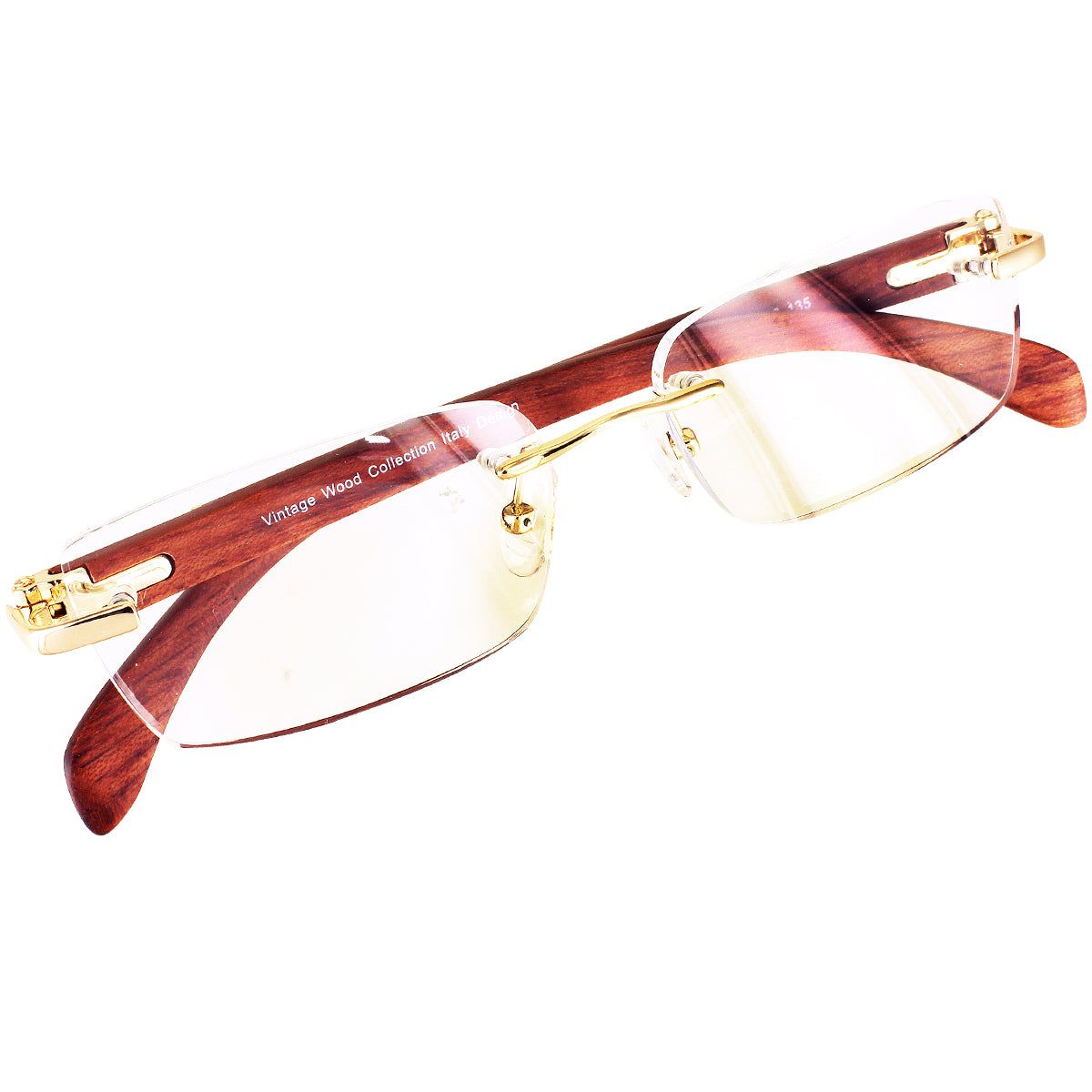 Mens Square Frame Vintage Buff Wooden Gold Tone Sunglasses sold by Master Of Bling product image thumbnail 2