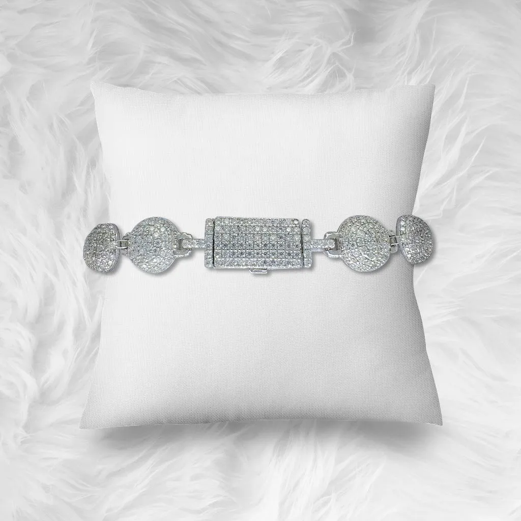 Bead Ball Cross Sterling Silver Moissanite Iced Bracelet sold by Master Of Bling product image thumbnail 2