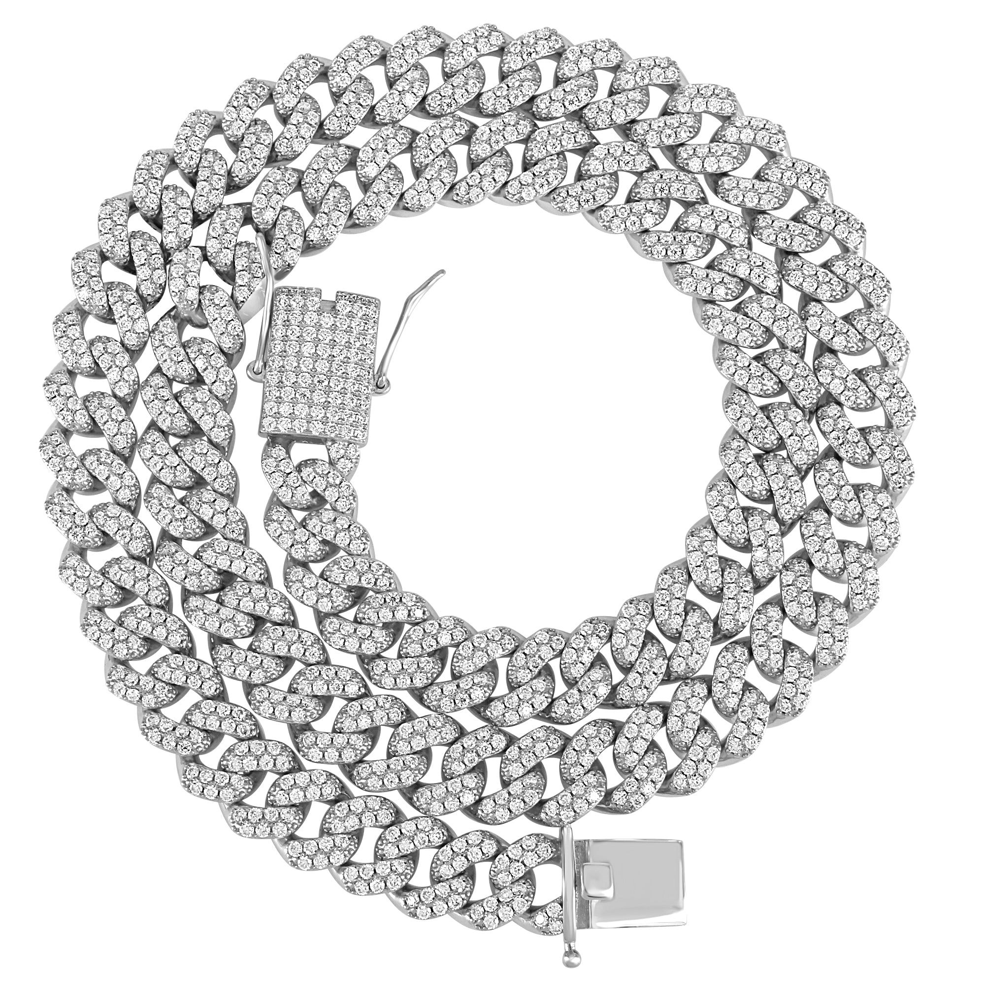 Moissanite Diamond .925 Round Link 12mm Miami Cuban Chain sold by Master Of Bling product image thumbnail 3