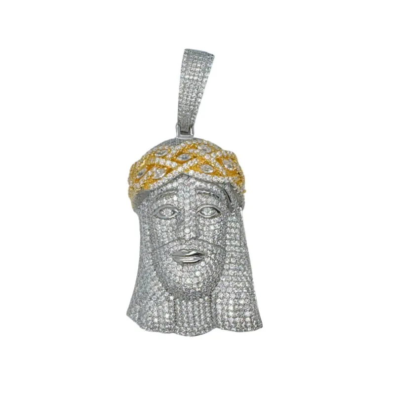 Moissanite Jesus Pendant 2 Tone 925 Silver sold by Master Of Bling