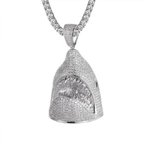Jaws Great Shark Face Head Bling Designer Mens Pendant Necklace sold by Master Of Bling