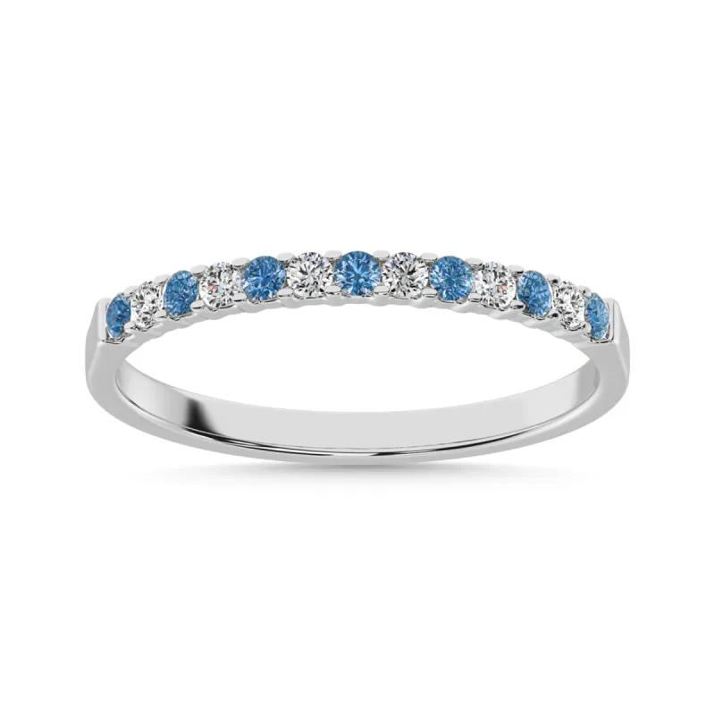 14K White Gold 1/5 Ctw White and Blue Diamond Machine Band sold by Master Of Bling