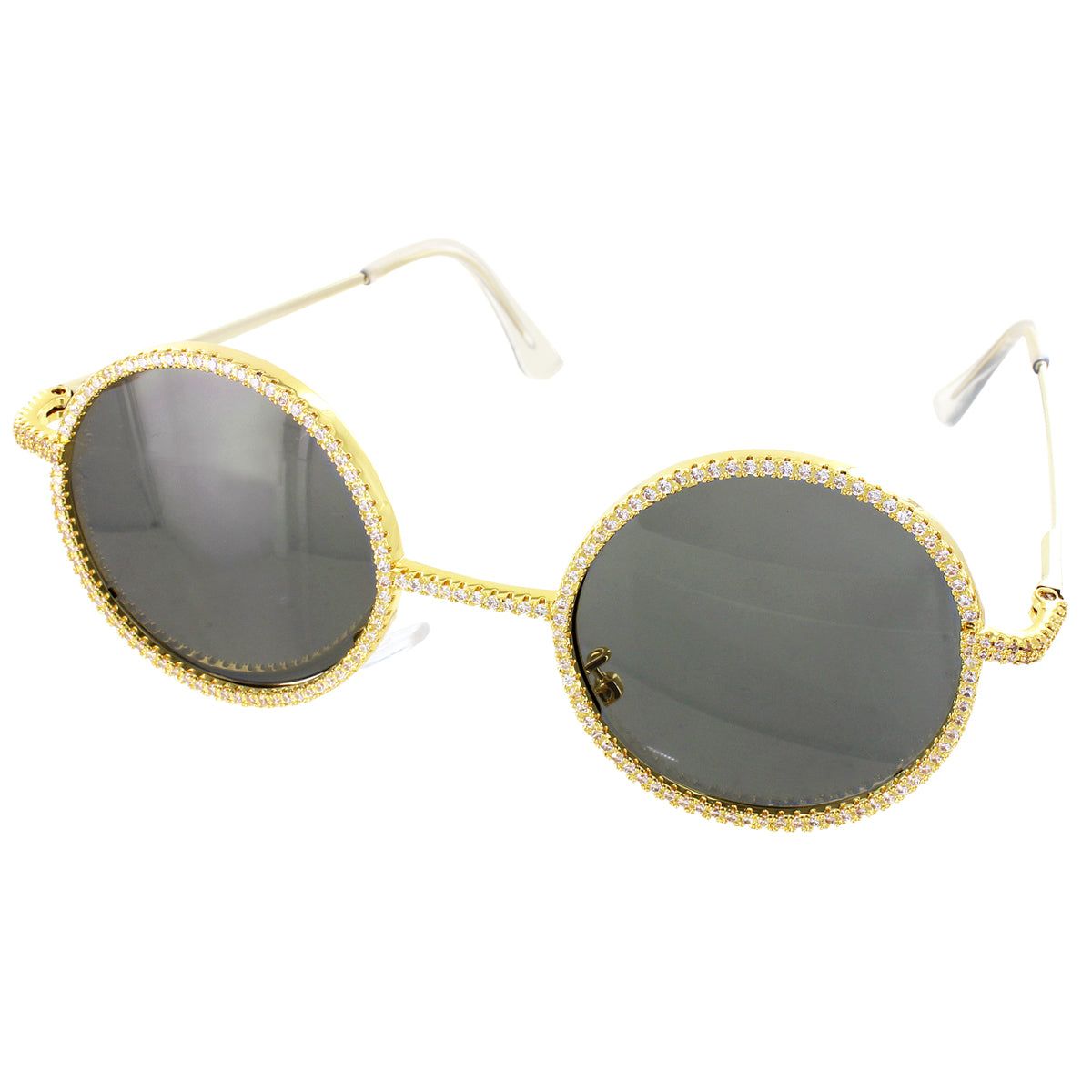 Classic Black Round Bling Frame Rapper Gold Tone Sunglasses sold by Master Of Bling