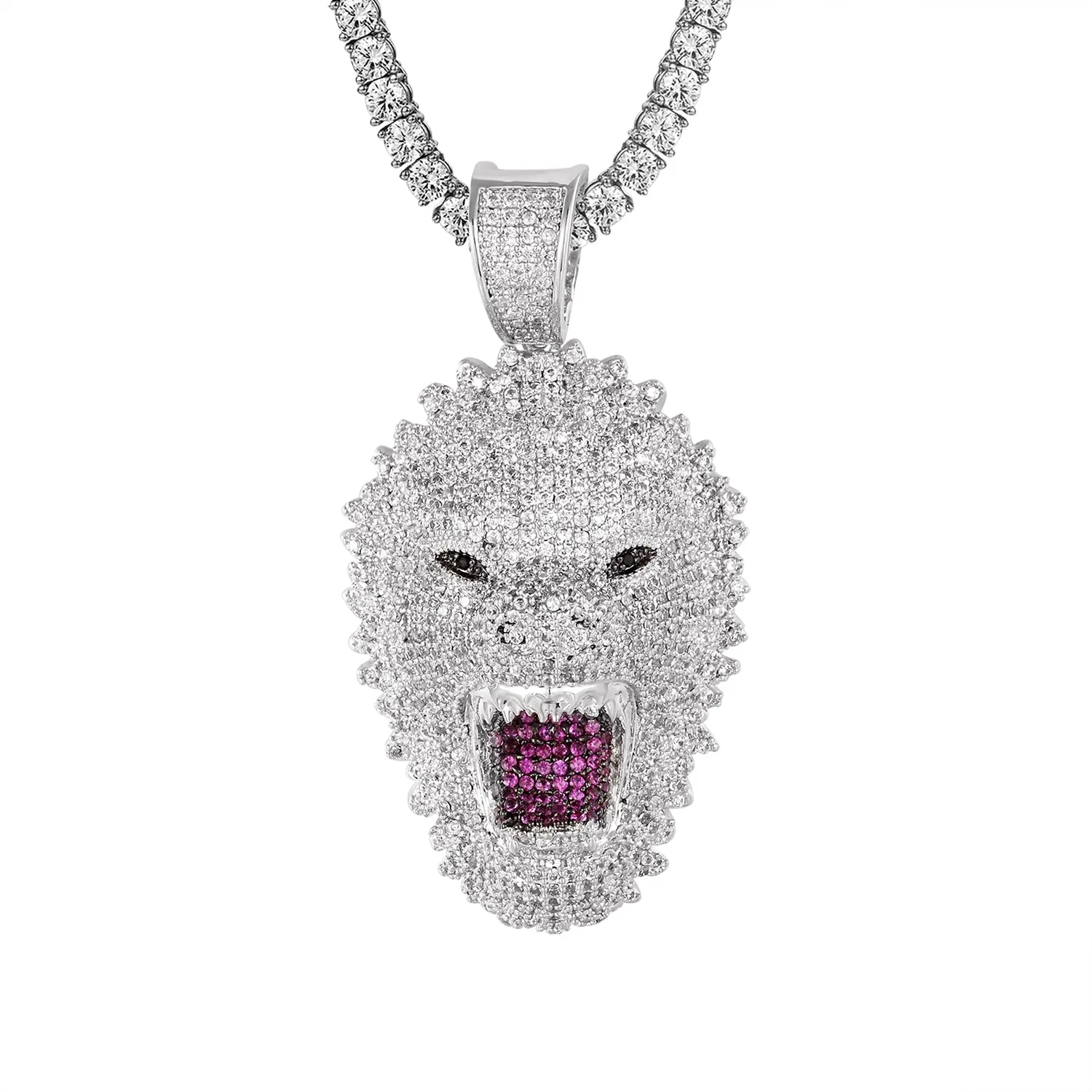 Silver Growling Gorilla Animal Hip Hop Pendant Free Box Chain sold by Master Of Bling product image thumbnail 4