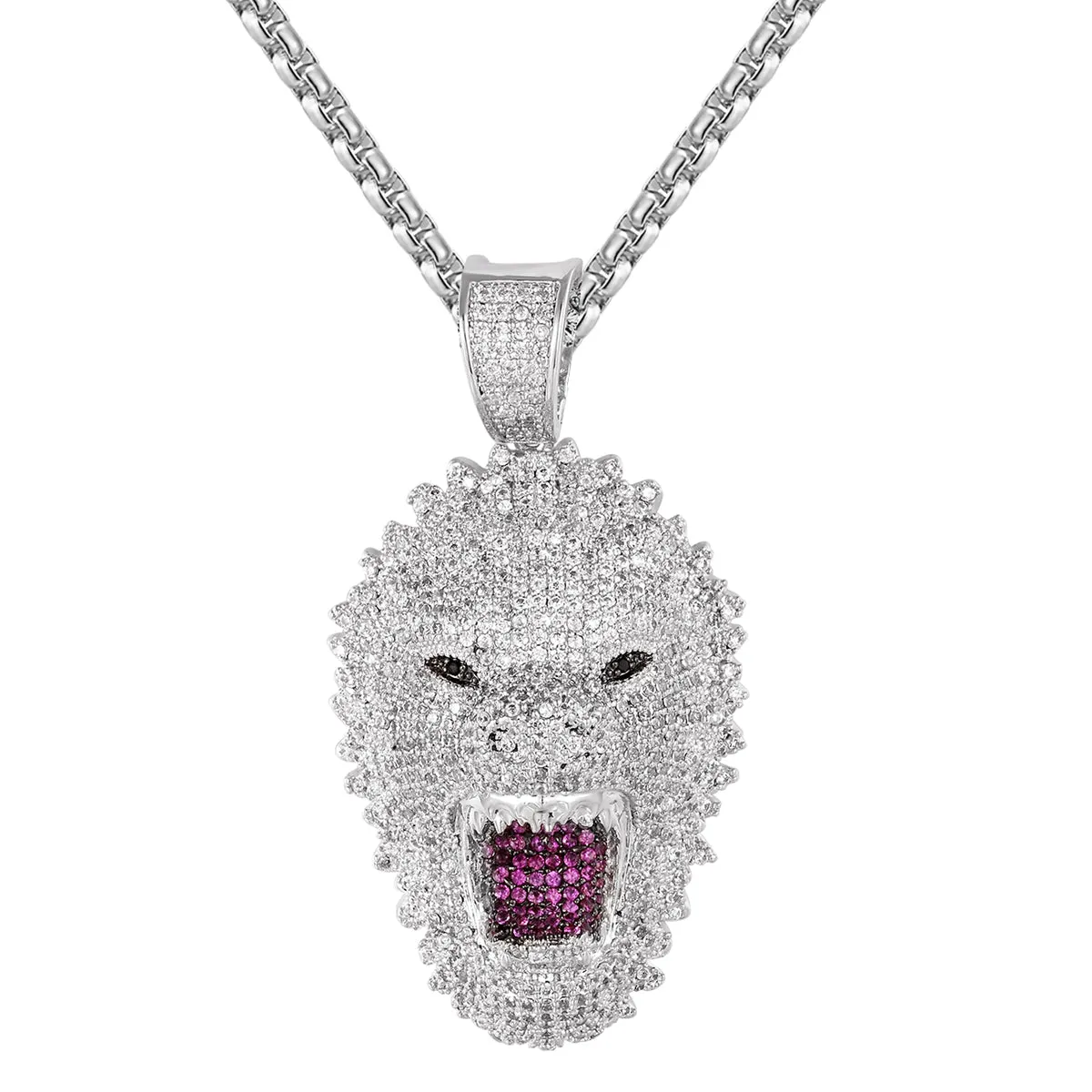 Silver Growling Gorilla Animal Hip Hop Pendant Free Box Chain sold by Master Of Bling product image thumbnail 3
