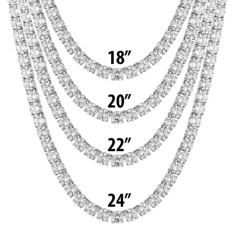 14k White Gold Tone 6mm 18"-24" Tennis Link Chain sold by Master Of Bling