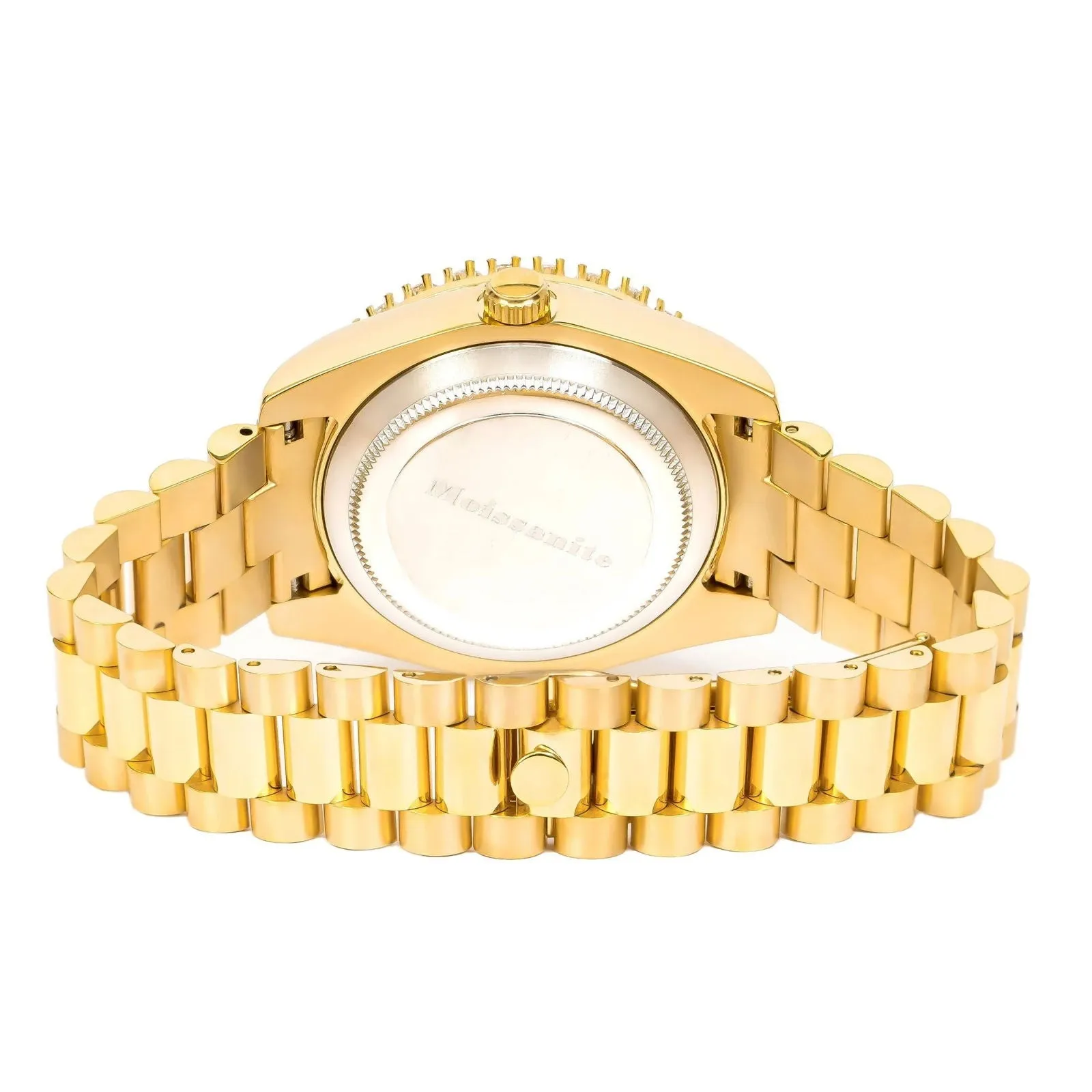 Moissanite VS Watch Roman Green Dial 14k Gold Tone Solitaire Bezel Custom sold by Master Of Bling product image thumbnail 3