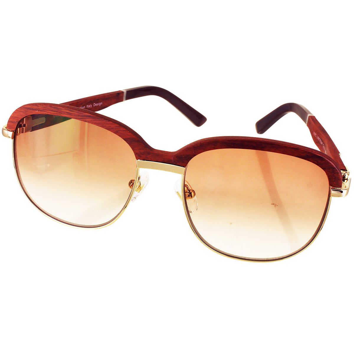 Vintage Brown Lens Buff Wooden Frame Custom Sunglasses sold by Master Of Bling