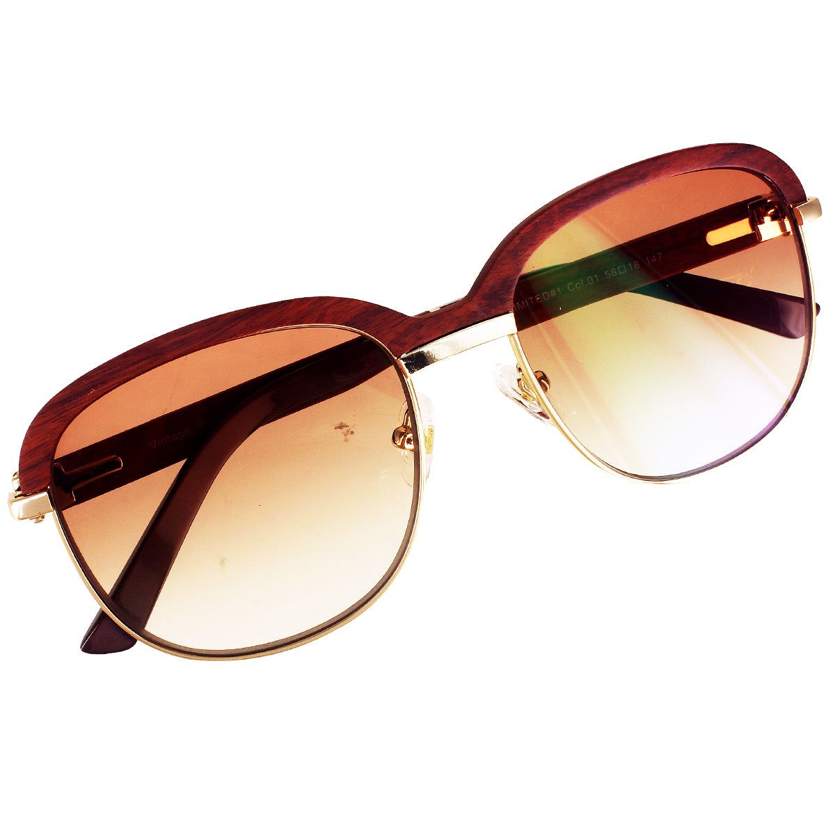 Vintage Brown Lens Buff Wooden Frame Custom Sunglasses sold by Master Of Bling product image thumbnail 2